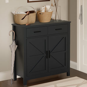 English Elm Kitchen Storage Cabinet Modern Farmhouse Buffet Sideboard with Spacious Drawers and Sturdy Storage Slate finish Black W2386P207772