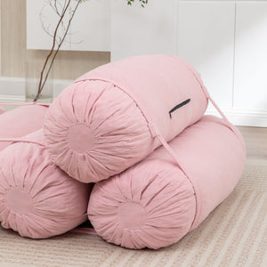 English Elm Adjustable Corduroy Floor Sofa with 5 Modular Cylinders for Custom Lounging and Ultimate Comfort Pink W1170P365606