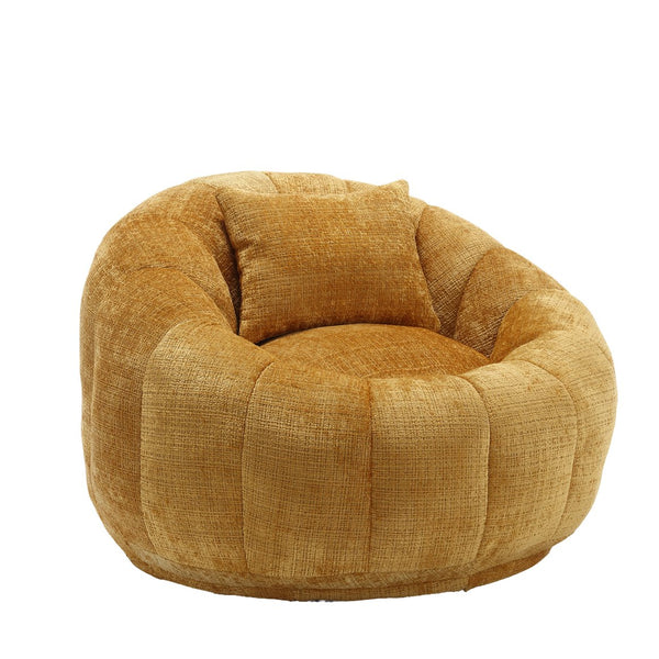 English Elm UNITED Cloud-Luxe Chenille Memory Foam Bean Bag Chair with Ottoman and Pillow for Ultimate Comfort Yellow W1568P361698