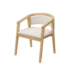 English Elm Christopher Knight Home® - U-shaped Mid-Century Dining Chair with Armrests, Bouclé Upholstery, High-Density Foam Comfort Beige,Oak N771P331338A