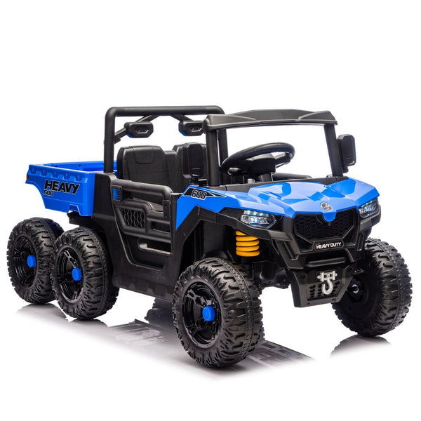 English Elm 24v 400w Six Wheel Kids Electric Dump Truck 4wd Remote Control Ride on Toy Blue W1578P353179