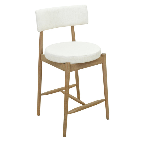 English Elm Christopher Knight Home® - Mid Century Modern Counter Stools Set Of 2 - Natural Wood & Beige Upholstered Comfort Design N771P205427A