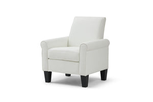 English Elm Vineland High Back Faux Leather Accent Chair with Tailored Piping for Modern Living White B078P497923