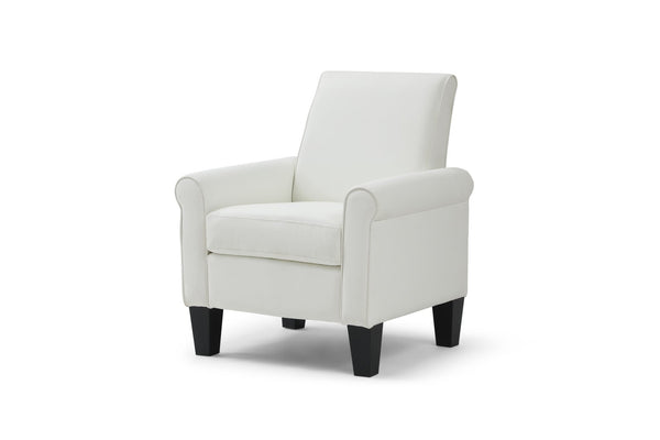 English Elm Vineland High Back Faux Leather Accent Chair with Tailored Piping for Modern Living White B078P497923