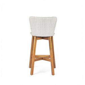 English Elm Christopher Knight Home® - Lymington Outdoor Bar Stool Set of 2 — Durable Acacia & Wicker Craft, Ergonomic 105° Backrest Comfort LIGHT GREY,Teak N775P278094G