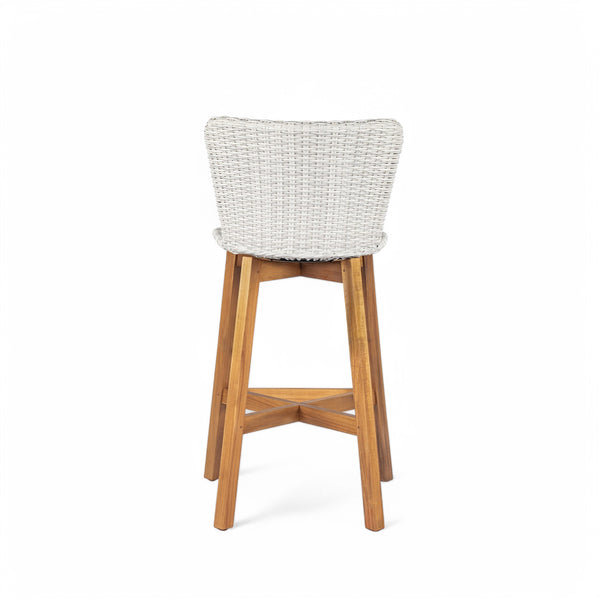English Elm Christopher Knight Home® - Lymington Outdoor Bar Stool Set of 2 — Durable Acacia & Wicker Craft, Ergonomic 105° Backrest Comfort LIGHT GREY,Teak N775P278094G
