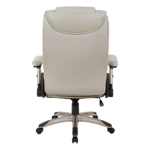 OSP Home Furnishings Exec Bonded Leather Office Chair with Lumbar Support and Ergonomic Padded Seating Taupe ECH52601-EC21