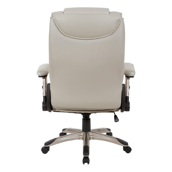 OSP Home Furnishings Exec Bonded Leather Office Chair with Lumbar Support and Ergonomic Padded Seating Taupe ECH52601-EC21