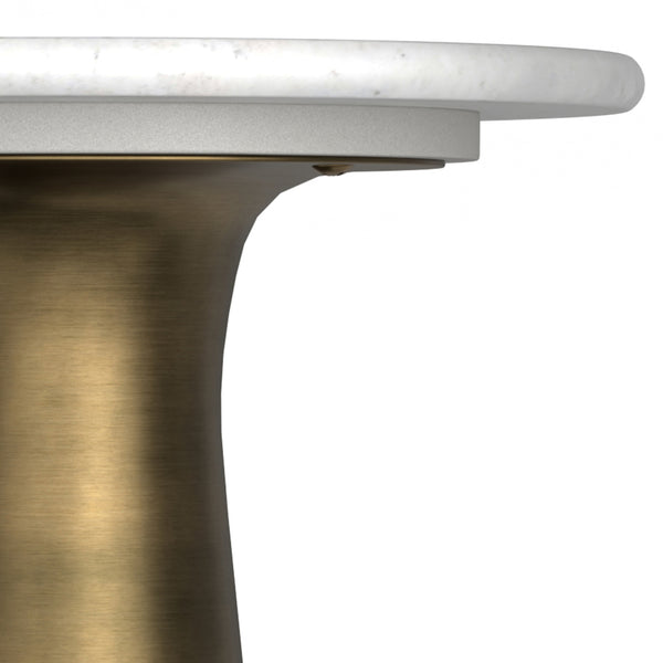 English Elm Nicollette Antique Brass Side Table with White Marble Top, Handcrafted Iron Base, 30"L x 16"W Accent Piece B136P262282