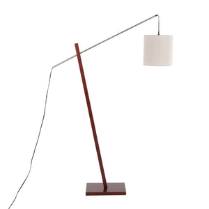 English Elm Floor Lamp with Walnut Base Satin Nickel Stem and Soft Grey Shade for Living Rooms B202S02143