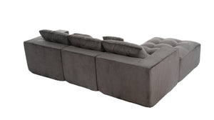 English Elm 101" Modular Cloud Sectional Corduroy Upholstered Sofa Reversible Chaise Living Room Gray W1170S00056