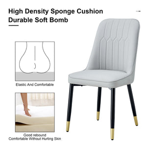 English Elm Table With Glass Top & Faux Marble, 6 Light Gray Chairs With Pu Cushions, Gold & Black Legs Set W1151S04334-GIGA