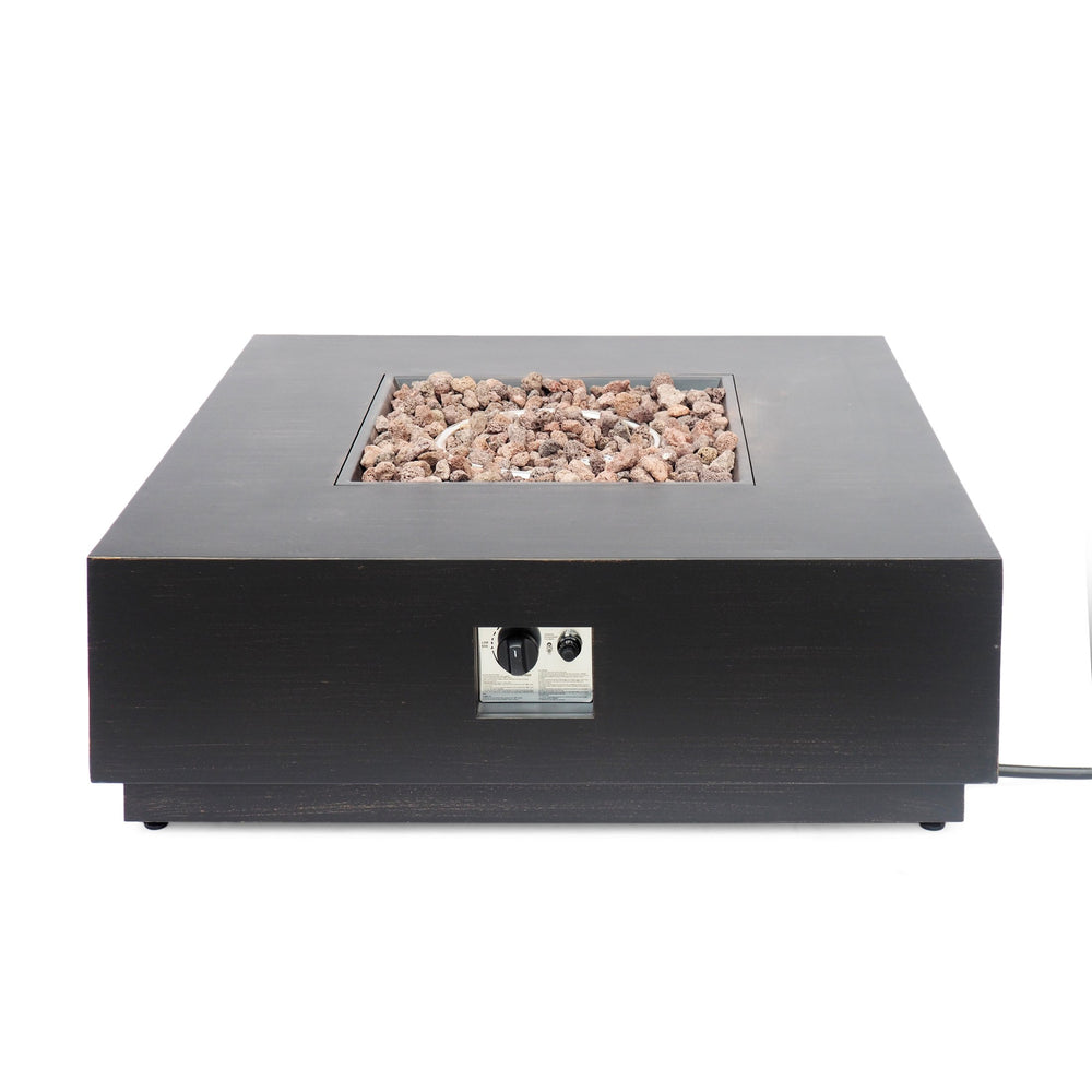 English Elm Christopher Knight Home® - WELLINGTON 40” Square Fire Pit 50 - Brown/Gold Iron Outdoor Fireplace, 42.5" x 42.5" x16" Patio Cozy 62838.00BRN-50K