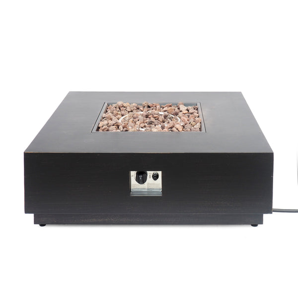 English Elm Christopher Knight Home® - WELLINGTON 40” Square Fire Pit 50 - Brown/Gold Iron Outdoor Fireplace, 42.5" x 42.5" x16" Patio Cozy 62838.00BRN-50K