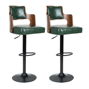 English Elm Swivel Bar Stools Set Of 2 - Modern Dark Green Pu Leather With Adjustable Height & 360° Swivel T3950P396626-GIGA