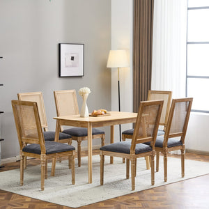English Elm Christopher Knight Home® - [Set Of 6] Vintage-Inspired French Country Dining Chairs - Elegant Cane Backrest & Upholstered Comfort N767P263678H_6