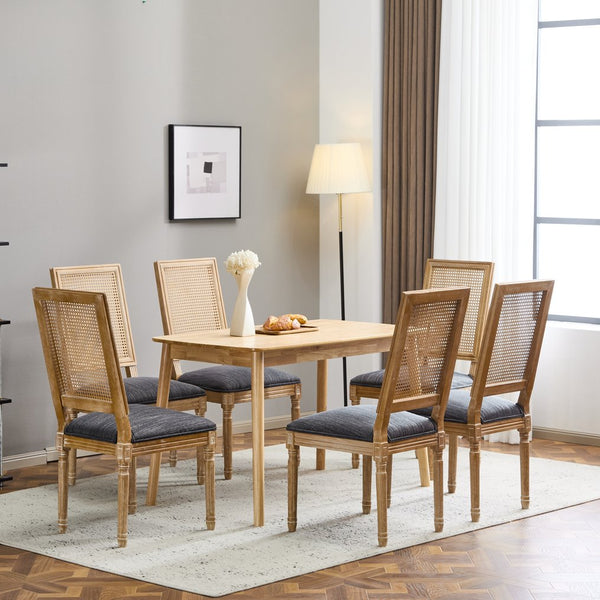 English Elm Christopher Knight Home® - [Set Of 6] Vintage-Inspired French Country Dining Chairs - Elegant Cane Backrest & Upholstered Comfort N767P263678H_6