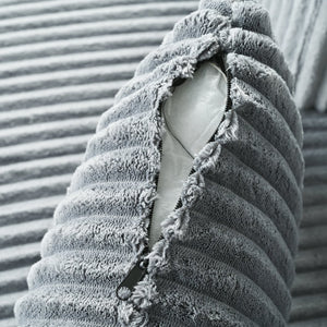 English Elm U_Style Corduroy Double Sofa Bed with Plush Supportive Sponge-Spring Seats and Removable Back Cushions Gray WY000449AAE