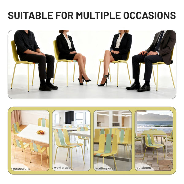 English Elm Holiday Stackable Polypropylene Side Chair Set of Four for Indoor Outdoor Dining Grain Yellow,Haze Green,Tropical Orange W3450P447384
