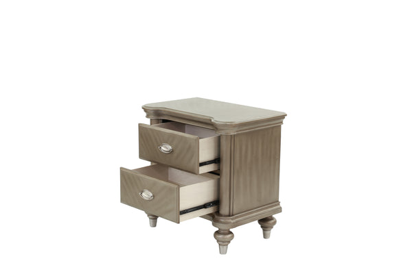 English Elm Luxury Glam Antique Silver-Champagne Nightstand with 2 Drawers, Modern Bedside Storage 28x18x28" B011P210121