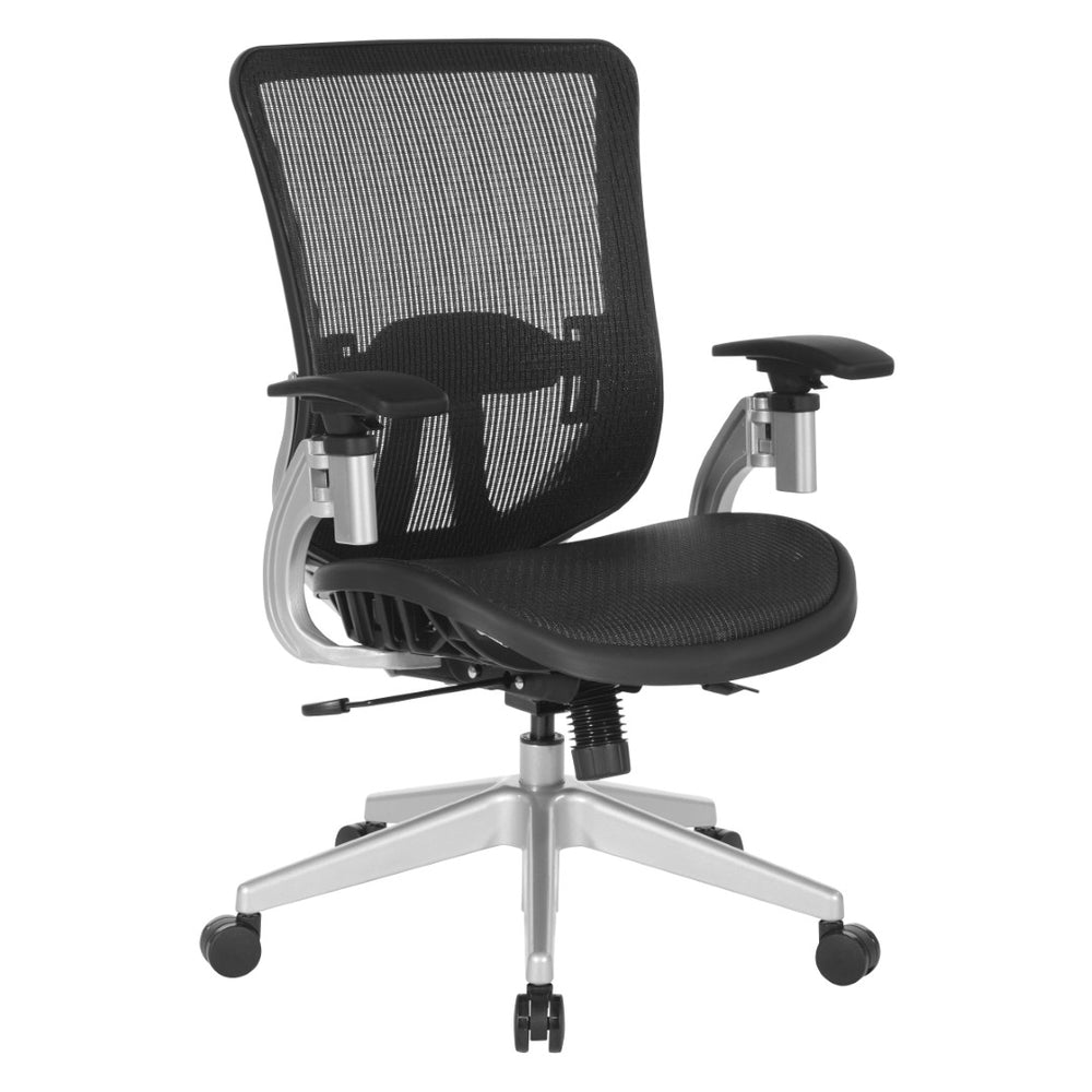 OSP Home Furnishings Vertical Mesh Back Office Chair with Lumbar Support Synchro Tilt and Pneumatic Lift 889-T11N6421R