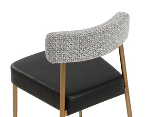 Sunpan ASHWIN Stackable Dining Chair - Modern Bravo Black Faux Leather & Helios Check Black Design 112178