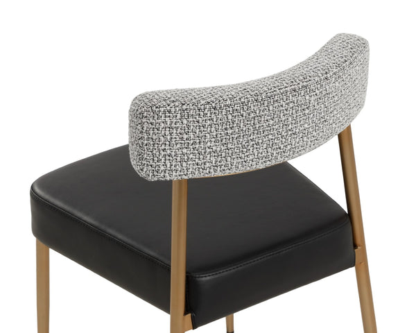 Sunpan ASHWIN Stackable Dining Chair - Modern Bravo Black Faux Leather & Helios Check Black Design 112178