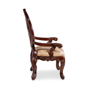 English Elm Traditional Elegant Cherry Side Chairs Set of 2 with Carved Round Backs, Cabriole Legs, Solid Wood Comfort Upholstery and Welt Trim Brown,Tan 54 L x 26 W x 16 H B011P237467