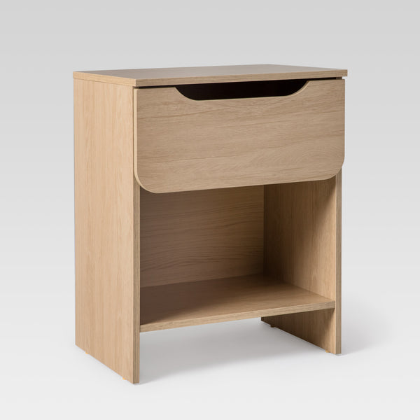 Domm Modern Scandinavian Nightstand with Open Cubby, Sleek Design & Quick 30-Minute Assembly