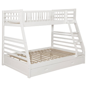 English Elm Newhall Twin Over Full Bunk Bed with Two Rolling Storage Drawers, Solid Wood Frame for Guests and Kids White B062S01293