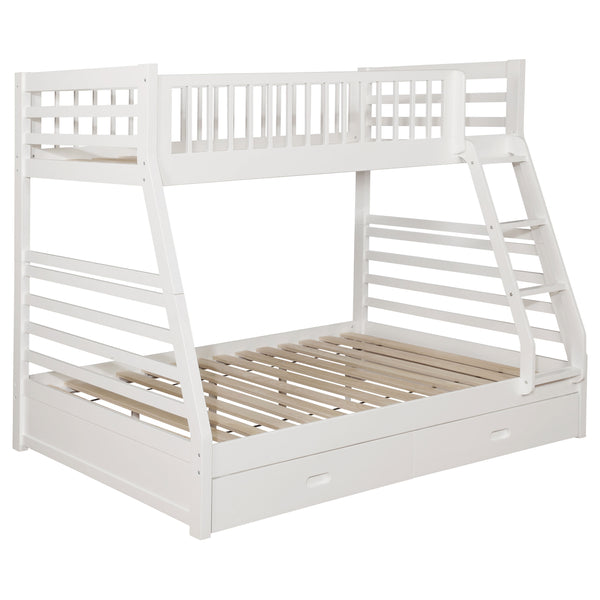 English Elm Newhall Twin Over Full Bunk Bed with Two Rolling Storage Drawers, Solid Wood Frame for Guests and Kids White B062S01293