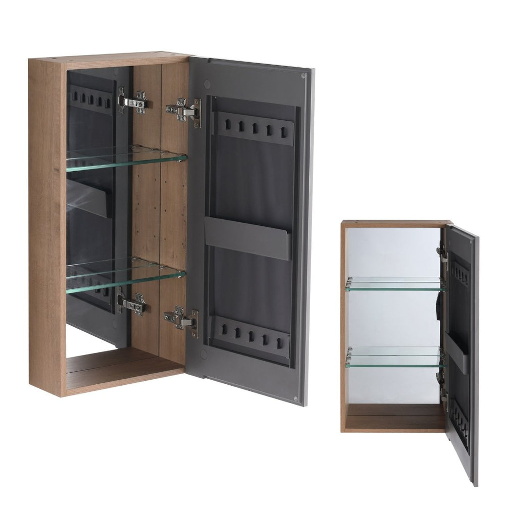 English Elm 14'' Wall Mounted Bathroom Medicine Cabinet with Adjustable Glass Shelves and Mirror Door W999P470285