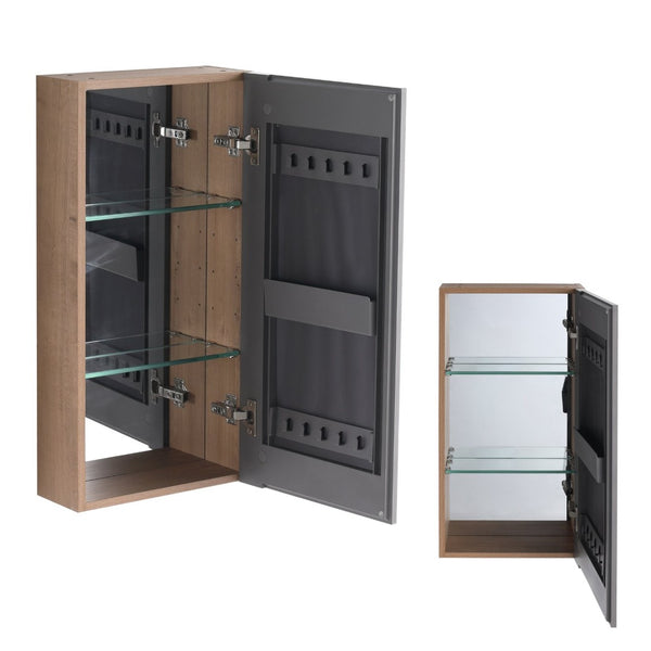 English Elm 14'' Wall Mounted Bathroom Medicine Cabinet with Adjustable Glass Shelves and Mirror Door W999P470285