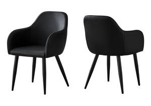 English Elm Dining Chair Set Of 2 - Contemporary Upholstered Side Chairs In Black Faux Leather For Modern Spaces B2710P218840