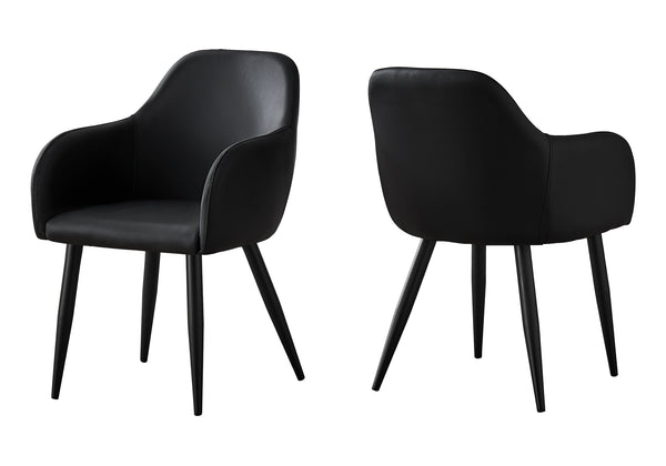 English Elm Dining Chair Set Of 2 - Contemporary Upholstered Side Chairs In Black Faux Leather For Modern Spaces B2710P218840