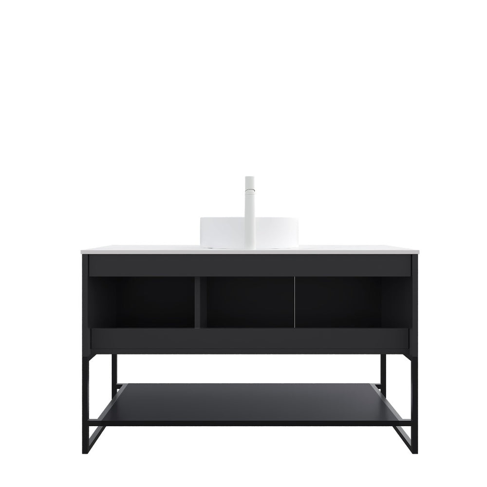 English Elm Tulio 48" Freestanding Bathroom Vanity With Ceramic Vessel Sink & Carrara Stone Countertop, White W2615S00215-GIGA