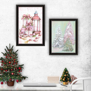 English Elm Trendy Decor 4u Pink Candy Land Christmas Tree Art Black Framed Holiday Wall Set B067P255231