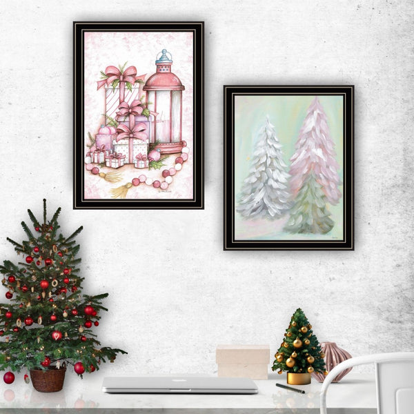English Elm Trendy Decor 4u Pink Candy Land Christmas Tree Art Black Framed Holiday Wall Set B067P255231