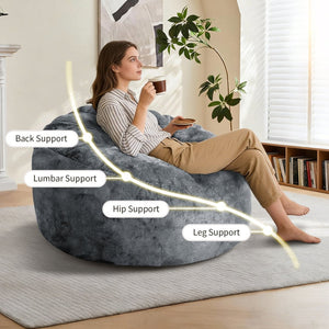 English Elm Ultra-comfort Oversized Bean Bag Floor Chair with Foam Bead Fill for Gaming Reading Lounge Grey W3737P459108