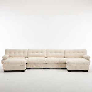 English Elm U Shaped Modular Cloud Sectional with Plush Flannelette Upholstery Deep Seat Living Room Sofa Beige W2120S00053
