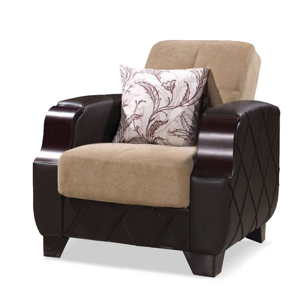 English Elm PrimeNest Marabella Collection Upholstered Convertible Armchair with Storage and Sleeper Functionality Brown B030P286221