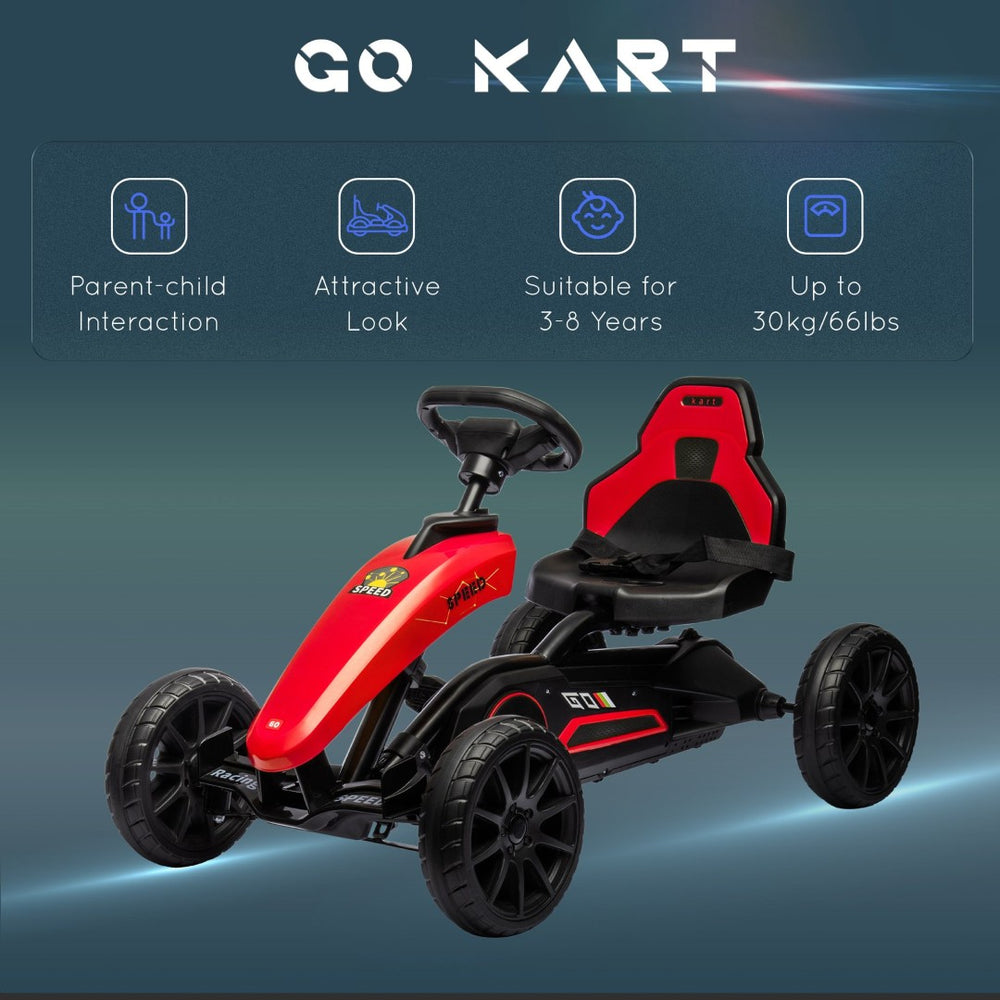 English Elm Aosom Kids Pedal Go Kart Sporty Ride on with Adjustable Seat and Eva Wheels W2225P229168