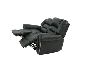 English Elm Plush Power Reclining Loveseat Bonded Leather Nailhead Trim Usb Port Seating B011P467627
