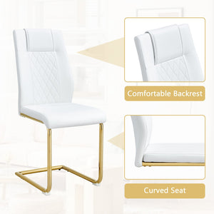 English Elm Table and Chair Set 8 Seater Oval Glass Dining with Glamorous Gold Base Modern Luxe Transparent,White+Gold W1151S04725