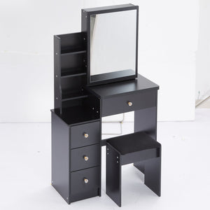 English Elm 29.2" Elegant Small Space Vanity Table With Sliding Mirror & Cushioned Stool, Stylish Storage Solution W936P226030
