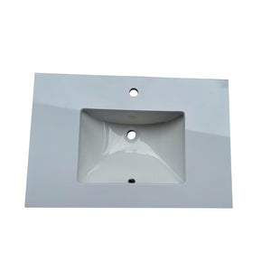 English Elm 30"w*19.69''d*25.59''h Floating Bathroom Vanity White Stone Top Ceramic Basin Cabinet T3785S00016