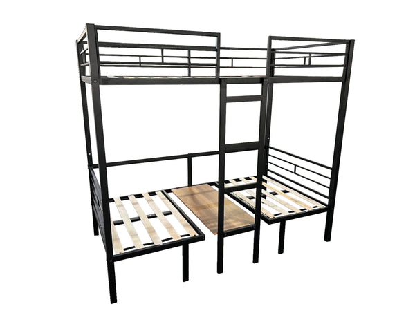 English Elm Full Full Size Loft Bed with Table Set, Transformable to Full over Full Bunk with Drawers, CPC-Certified, Metal Frame, Quiet Slats, Space-Saving Design W427S00069