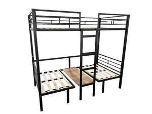 English Elm Twin Metal Loft Bed with Table & Bench Set, CPC-Certified, Noise-Free Slats, Guardrails, Drawers W427S00068