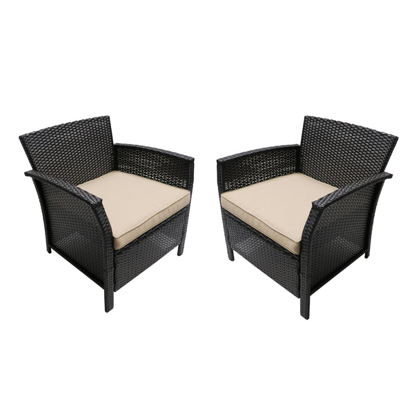 English Elm Christopher Knight Home® - ST LUCIA CHAIR Stylish PE Rattan Patio Seat with Iron Frame, Waterproof Fabric, Compact 28.25x25.5x17 Brown+Tan 54676.00BRN
