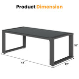 English Elm Coffee Table - Powder-Coated Aluminum and Glass Lightweight Table- Versatile Use- Rectangular - Gray